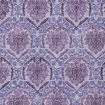 8' X 10' Eggplant Purple And Silver Medallion Washable Indoor Outdoor Area Rug
