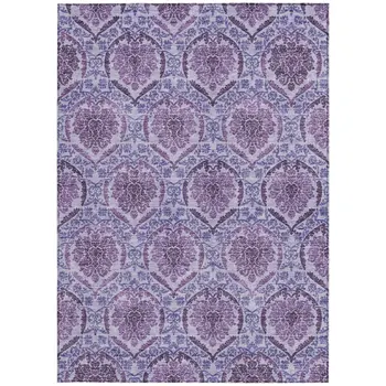 10' X 14' Eggplant Purple And Silver Medallion Washable Indoor Outdoor Area Rug