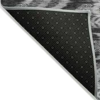 5' X 8' Black Charcoal And Silver Southwestern Washable Indoor Outdoor Area Rug