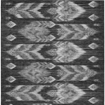 5' X 8' Black Charcoal And Silver Southwestern Washable Indoor Outdoor Area Rug