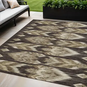 5' X 8' Brown Beige And Taupe Southwestern Washable Indoor Outdoor Area Rug