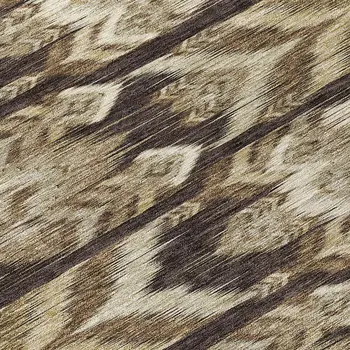 8' Brown Beige And Taupe Round Southwestern Washable Indoor Outdoor Area Rug