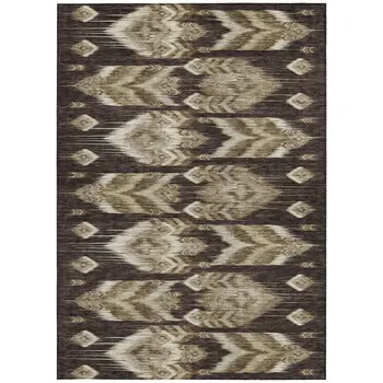 8' X 10' Brown Beige And Taupe Southwestern Washable Indoor Outdoor Area Rug