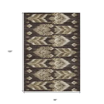 8' X 10' Brown Beige And Taupe Southwestern Washable Indoor Outdoor Area Rug