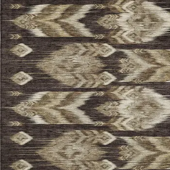9' X 12' Brown Beige And Taupe Southwestern Washable Indoor Outdoor Area Rug