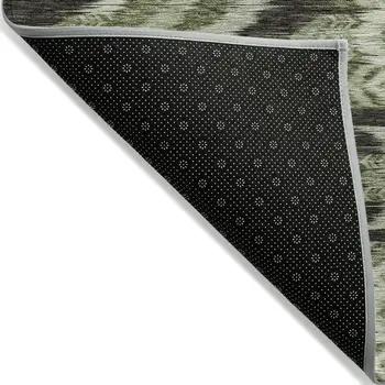 8' X 10' Olive Green And Artichoke Green Southwestern Washable Indoor Outdoor Area Rug