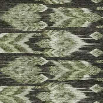 8' X 10' Olive Green And Artichoke Green Southwestern Washable Indoor Outdoor Area Rug