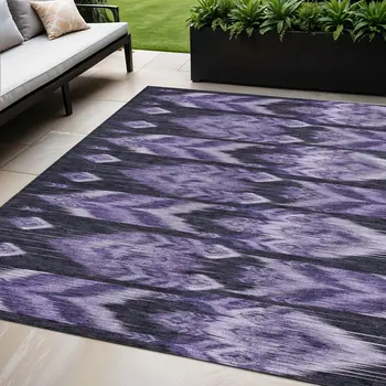 5' X 8' Purple Lavender And Plum Southwestern Washable Indoor Outdoor Area Rug