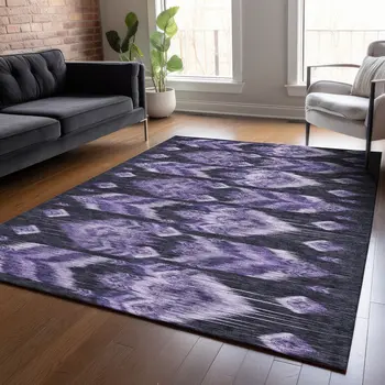 8' X 10' Purple Lavender And Plum Southwestern Washable Indoor Outdoor Area Rug