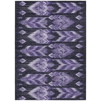 9' X 12' Purple Lavender And Plum Southwestern Washable Indoor Outdoor Area Rug