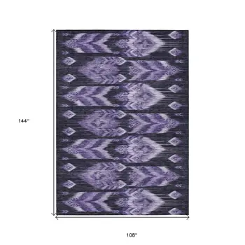 9' X 12' Purple Lavender And Plum Southwestern Washable Indoor Outdoor Area Rug