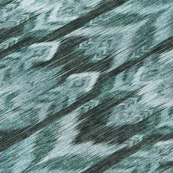 8' Teal Blue Aqua And Charcoal Round Southwestern Washable Indoor Outdoor Area Rug