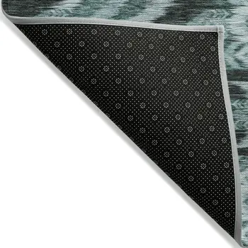 8' X 10' Teal Blue Aqua And Charcoal Southwestern Washable Indoor Outdoor Area Rug