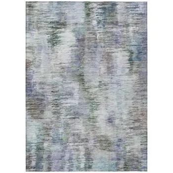 3' X 5' Green Gray And Purple Abstract Washable Indoor Outdoor Area Rug
