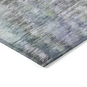 3' X 5' Green Gray And Purple Abstract Washable Indoor Outdoor Area Rug