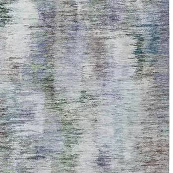 9' X 12' Green Gray And Purple Abstract Washable Indoor Outdoor Area Rug