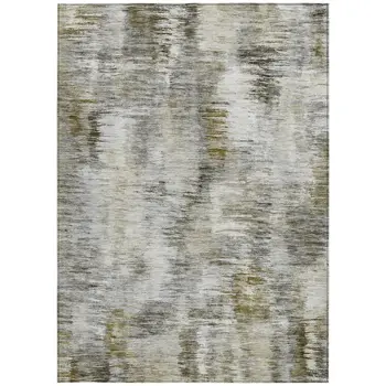 3' X 5' Brown And Taupe Abstract Washable Indoor Outdoor Area Rug