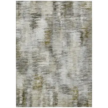 10' X 14' Brown And Taupe Abstract Washable Indoor Outdoor Area Rug