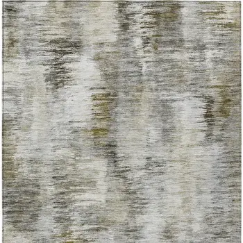 10' X 14' Brown And Taupe Abstract Washable Indoor Outdoor Area Rug