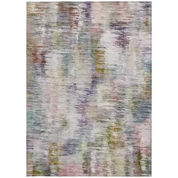 3' X 5' Plum Purple And Ivory Abstract Washable Indoor Outdoor Area Rug