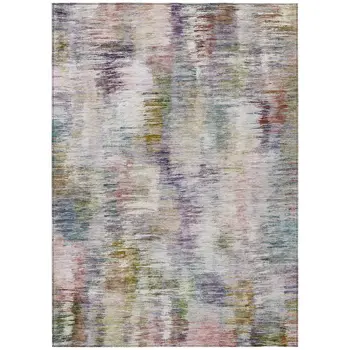 8' X 10' Plum Purple And Ivory Abstract Washable Indoor Outdoor Area Rug