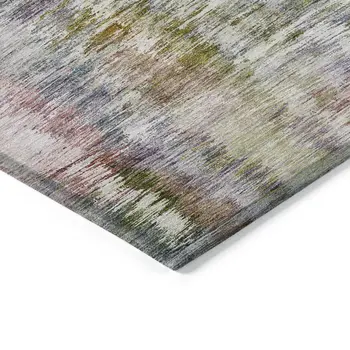 8' X 10' Plum Purple And Ivory Abstract Washable Indoor Outdoor Area Rug