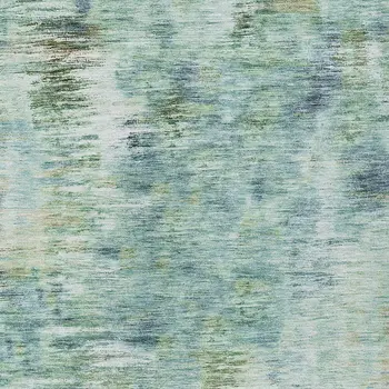 9' X 12' Teal Blue Green And Ivory Abstract Washable Indoor Outdoor Area Rug