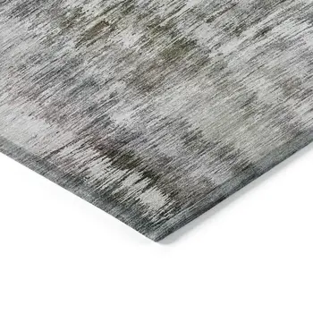 3' X 5' Taupe Gray And Silver Abstract Washable Indoor Outdoor Area Rug