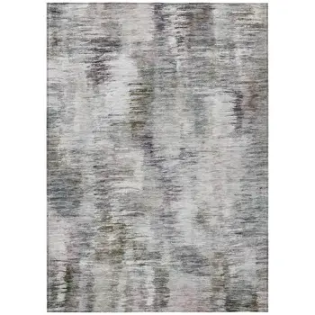 8' X 10' Taupe Gray And Silver Abstract Washable Indoor Outdoor Area Rug