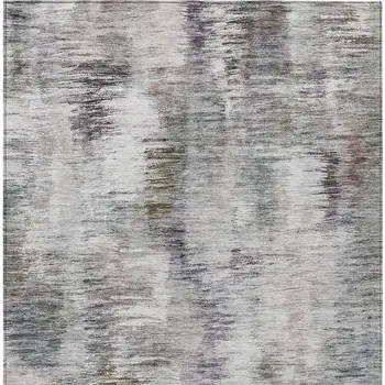 8' X 10' Taupe Gray And Silver Abstract Washable Indoor Outdoor Area Rug