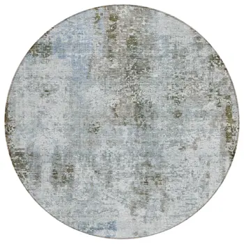 8' Brown Taupe And Gray Round Abstract Washable Indoor Outdoor Area Rug