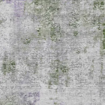 8' X 10' Olive Green And Gray Abstract Washable Indoor Outdoor Area Rug