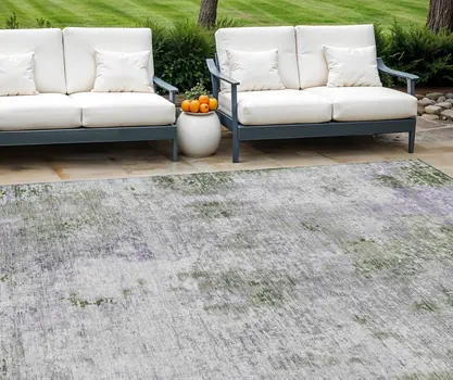 10' X 14' Olive Green And Gray Abstract Washable Indoor Outdoor Area Rug