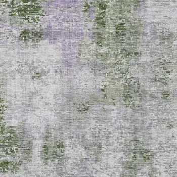 10' X 14' Olive Green And Gray Abstract Washable Indoor Outdoor Area Rug