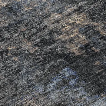 8' Charcoal Gray And Silver Round Abstract Washable Indoor Outdoor Area Rug