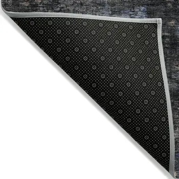 9' X 12' Charcoal Gray And Silver Abstract Washable Indoor Outdoor Area Rug