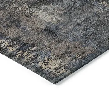 10' X 14' Charcoal Gray And Silver Abstract Washable Indoor Outdoor Area Rug