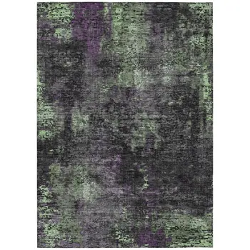 3' X 5' Gray Purple And Charcoal Abstract Washable Indoor Outdoor Area Rug