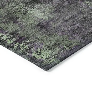 3' X 5' Gray Purple And Charcoal Abstract Washable Indoor Outdoor Area Rug
