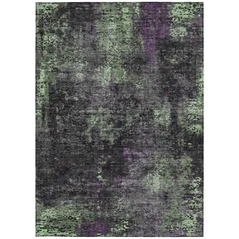 5' X 8' Gray Purple And Charcoal Abstract Washable Indoor Outdoor Area Rug