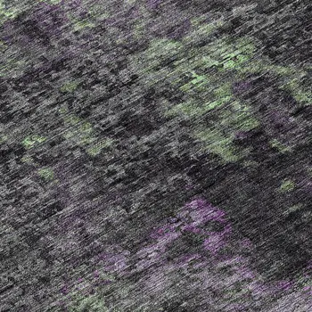 8' Gray Purple And Charcoal Round Abstract Washable Indoor Outdoor Area Rug