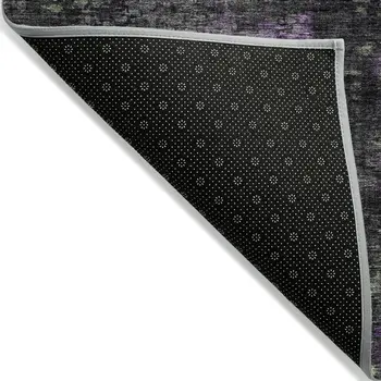 9' X 12' Gray Purple And Charcoal Abstract Washable Indoor Outdoor Area Rug