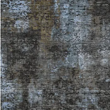 3' X 5' Graphite Charcoal And Silver Abstract Washable Indoor Outdoor Area Rug