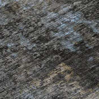 8' Graphite Charcoal And Silver Round Abstract Washable Indoor Outdoor Area Rug