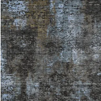 8' X 10' Graphite Charcoal And Silver Abstract Washable Indoor Outdoor Area Rug