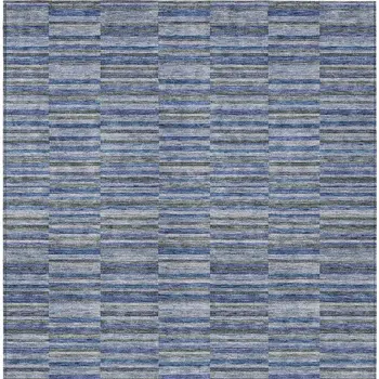 5' X 8' Navy Blue And Denim Blue Striped Washable Indoor Outdoor Area Rug