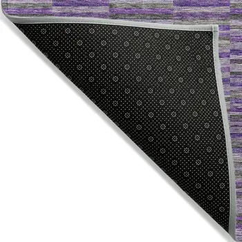3' X 5' Purple And Lavender Striped Washable Indoor Outdoor Area Rug