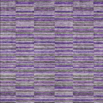 3' X 5' Purple And Lavender Striped Washable Indoor Outdoor Area Rug