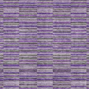 8' X 10' Purple And Lavender Striped Washable Indoor Outdoor Area Rug
