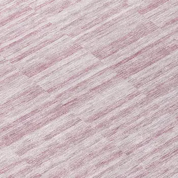8' Blush Pink And Beige Round Striped Washable Indoor Outdoor Area Rug